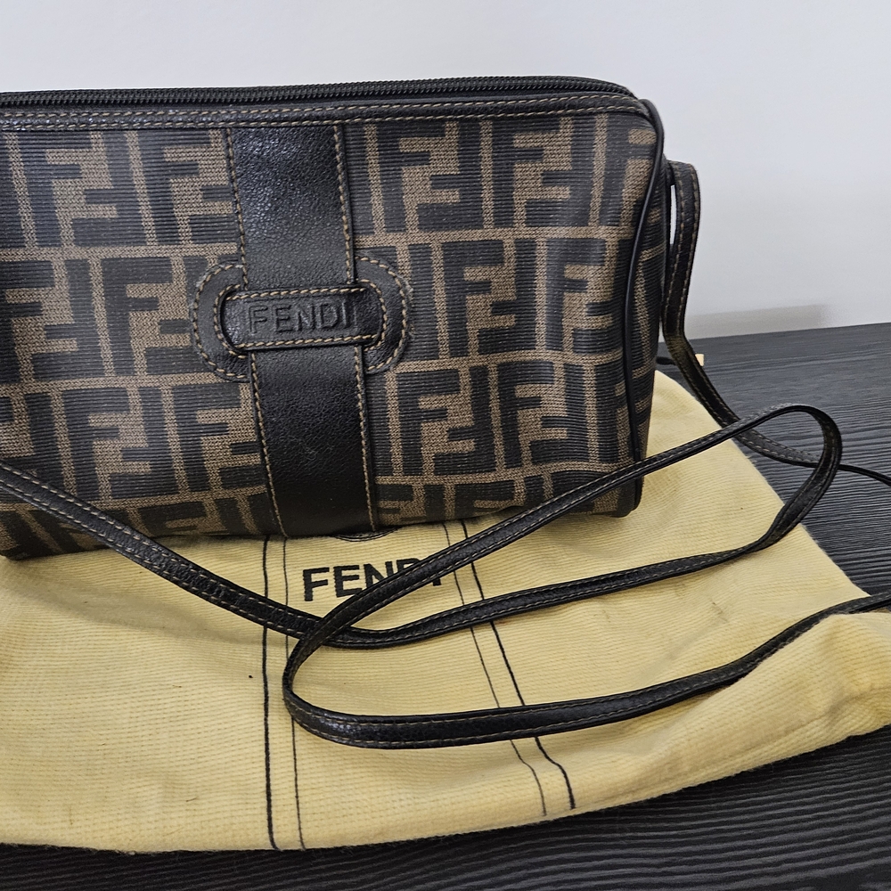 Fendi Crossbody Bag Black and Brown with Iconic Monogram